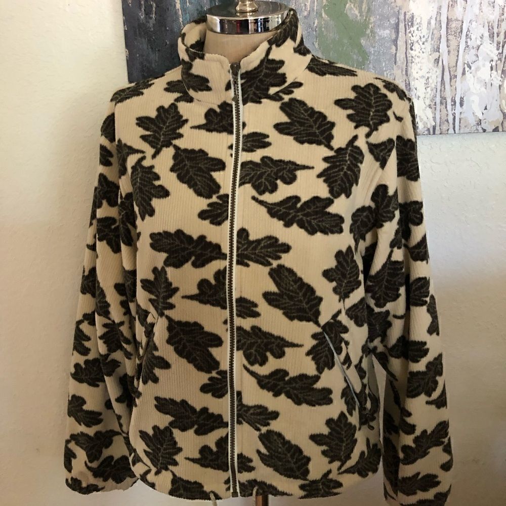 VINTAGE SUNICE Golf Full Zip Fleece Leaf Jacket